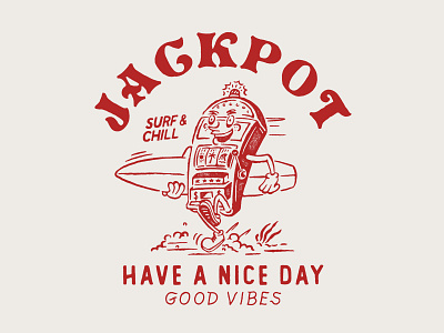 JACKPOT SURFER artwork badge branding cmptrules design drawing dribbble graphicdesign handrawn icon illustration lettering linework logo merchandise surf typography vector vintage vintage logo