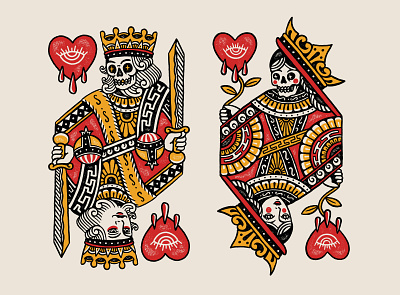 KING & QUEEN for Bad Monday Apparel artwork badge branding cmptrules design graphicdesign handrawn illustration tattoo vector vintage