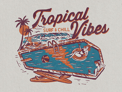 TROPICAL VIBES, Personal Project. artwork cmptrules design dribbble dribbble best shot handrawn illustration summer vintage vintage logo