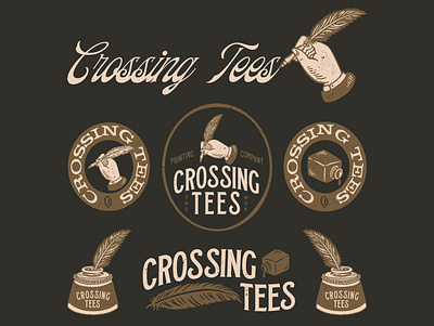 Exploration design for Crossing Tees Company. artwork badge branding cmptrules design graphicdesign handrawn illustration vintage vintage logo