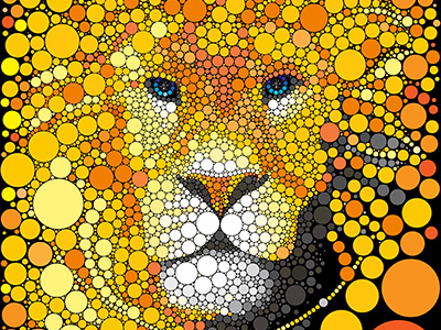 Lion abstract animal art cat head illustration lion male mane portrait predator wild