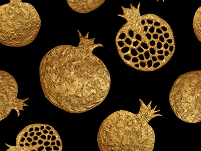 Gold pomegranate pattern abstract fabric fruit gold golden paint painted painting pomegranate stylized textile wallpaper