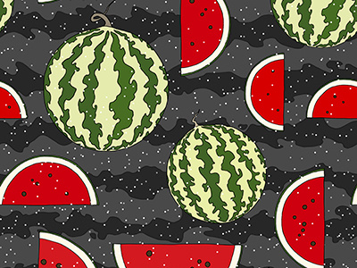 Winter watermelons abstract berry drawing fabric fruits nature pattern snow textile vector watermelon winter