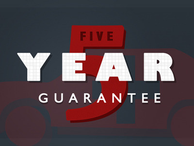5 Year 5 advertisement design grid number typography warranty