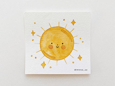 hello mister sunshine cute illustration art sun sunshine watercolor watercolor illustration watercolor painting