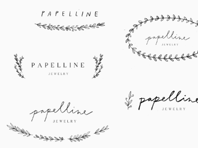 papelline jewelry / options calligraphy hand lettering illustration logo proofs script