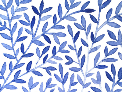 royal blue illustration pattern plants watercolor