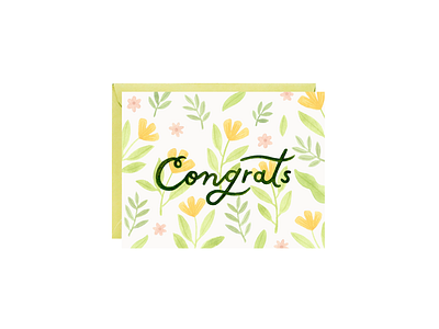 Minna May - Congrats Greeting Card flowers greeting card illustration lettering watercolor