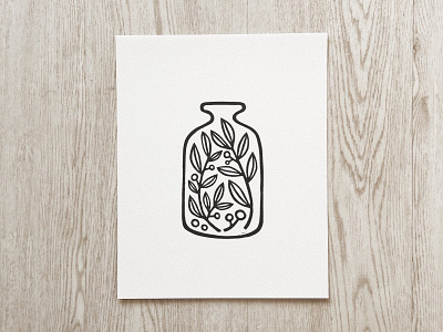 "Jar of Plants" Linocut Art Print art print block print linocut plant