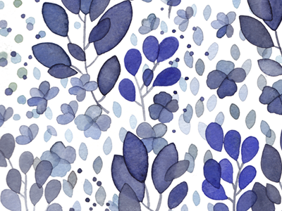 watercolor / blue floral illustration watercolor