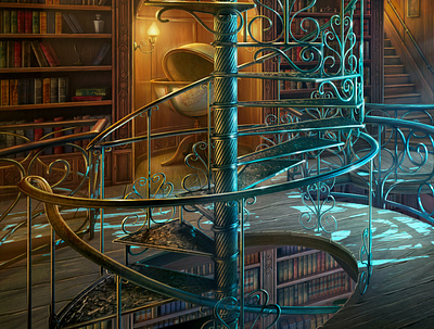 Old Library 2d 3d art design environment games illustration