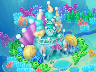 Underwater 2d 3d art design games illustration
