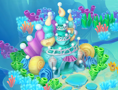 Underwater 2d 3d art design games illustration