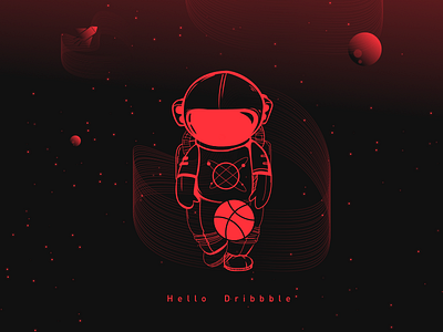 Hello Dribbble astronaut，red