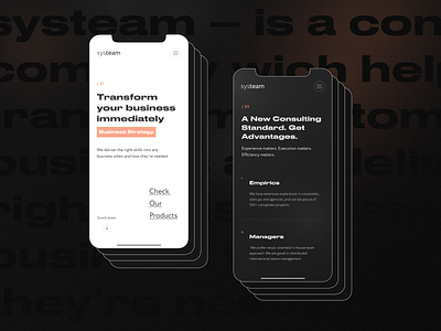 Systeam | Promo website for business consulting business clean concept consulting creative design minimal mobile ui promo trendy typogaphy ui ux
