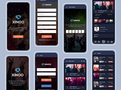 XINOO - Party App clean color design google gradient illustration ios landing page minimal typography web
