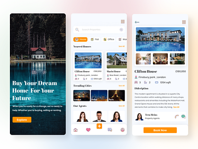 Real Estate App | Version 2 3d animation android app design branding creative design gradient illustration ios app design landing page logo mobile app design productdesign real estate agency real estate app responsive trending typography ui ux design uidesign