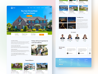 Real Estate Company Landing Page | Version 2 android branding creative design gradient illustration ios landing page mobile app design product design real estate landing page redesign responsive typography ui design ui ux design visual design