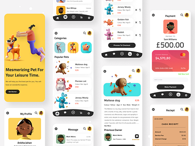 Pet Shop App 3d app color creative design gradient illustration landing page minimal petshop product design typography ui uidesign uiuxdesign visual design webdesign