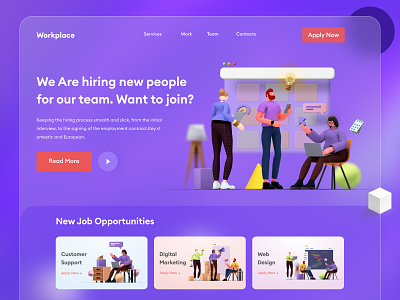 Job Hiring Company Landing Page best website design creative home page interview job listing landing page design logo recruitment agency top trending design top web design 2021 typography ui ui ux design uidesign ux web design website design