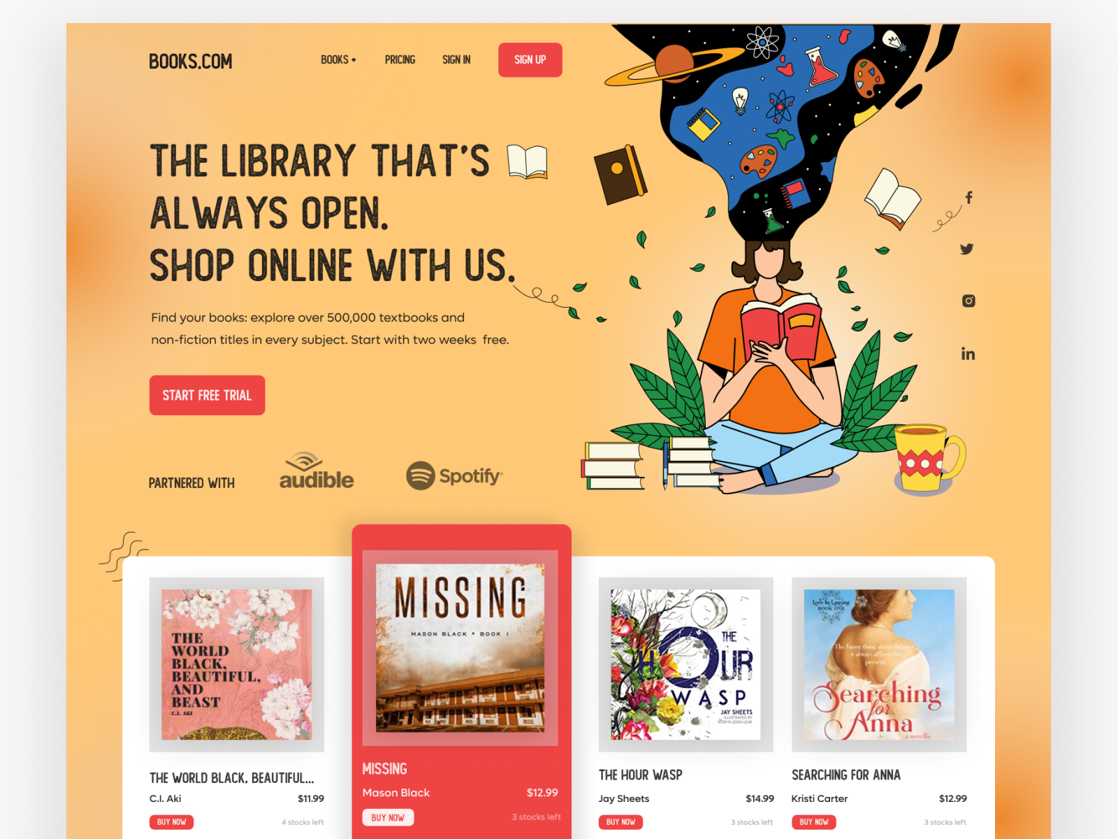 Online Book Library Landing Page by Abu Naser Ramim on Dribbble