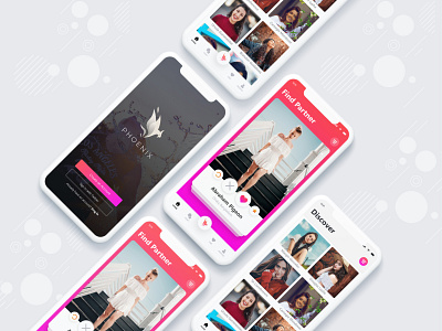 Dating partner finder apps 2020 app application branding color dating app design illustration ios iphonex minimal new typography ui ux