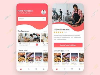 Restaurant App app app design application colorful food app food delivery app illustration ios minimal mobile app restaurant restaurant app ui ux