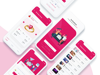 Invitation App Design 2019 agency android app bootstrap color concept illustration infographic interface invitation invite invites ios iphone iphonex mobile apps new ui ux