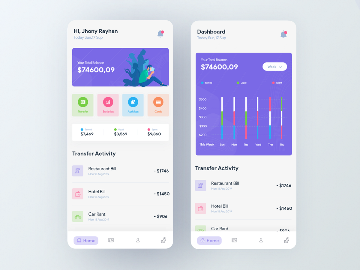 Finance App Visual Exploration by Abdullah Mamun on Dribbble