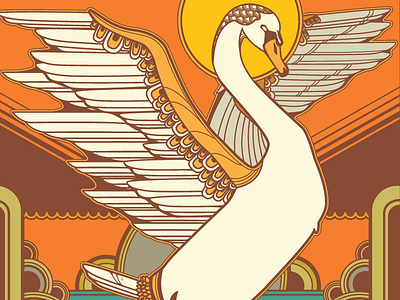 Swan Lake fantasy art illustration illustrator retro vector