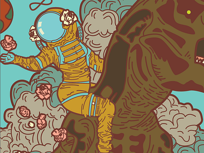 The Strength in Space adobe illustrator davis illustration kaylee poster retro sci fi tarot