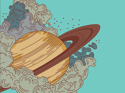Saturn Background Element adobe illustrator davis illustration kaylee line work poster retro sci fi
