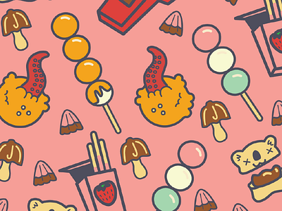 Japanese Snack Pattern food illustration illustrator japan pattern vector