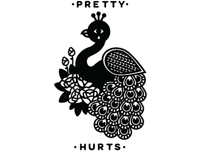 Pretty Hurts black and white graphic design illustration illustrator peacock vector