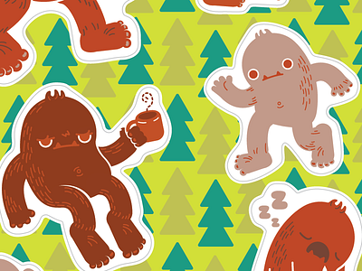 Sasquatch Sticker Sheet big food illustration illustrator sasquatch stickers