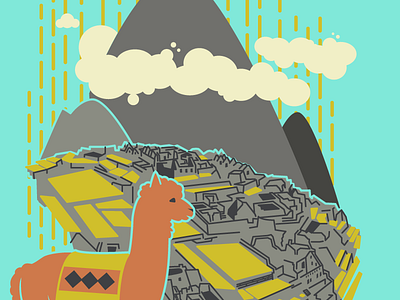 Machu Picchu illustration illustrator llama vector