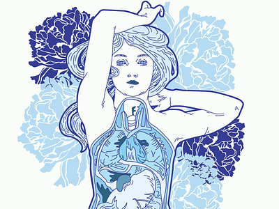 Mermaid Autopsy Pattern (Detail) art newvo davis detail illustration illustrator kaylee mermaid pattern