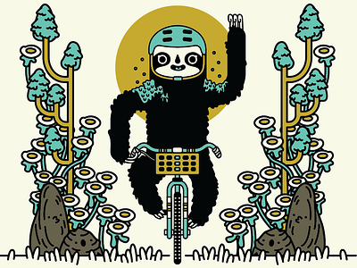 The Slow Rider bike bikes davis illustration illustrator kaylee line sloth sloths vector