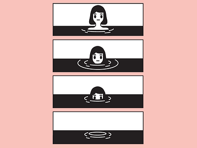 Sinking Girl character comic graphic illustrator kaylee davis line pink vector