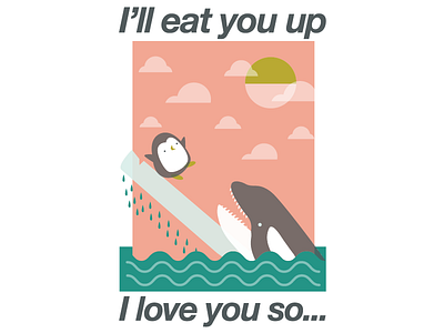 I'll Eat You Up I Love You So color block lol orca penguin retro whale