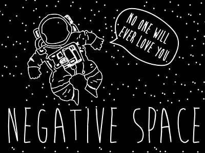Negative Space Man astronaut black and white graphic design illustration line loose space