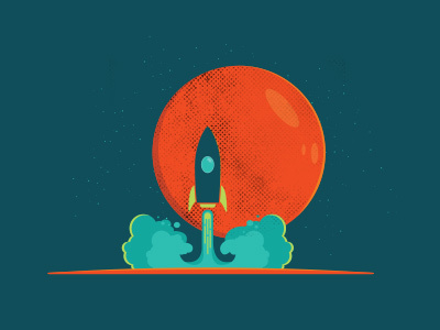 Rocket of Creativity flat design illustration illustrator moon rocket space spaceship stars