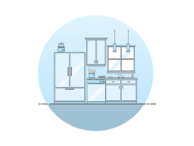Kitchen Illustration elevation floorplan kitchen refrigerator room sink