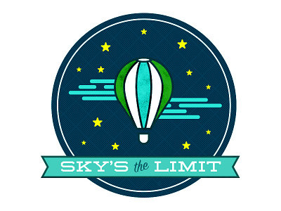Sky's the Limit air balloon badge balloon illustration night sky stars