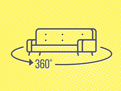 Rotate Furniture Icon 360 360 degrees 360 view couch furniture icon illustration rotate sofa