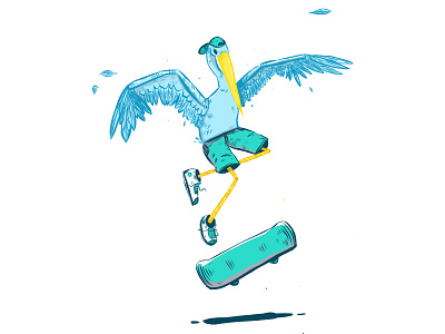 Crane Skateboard adobe art bird illustration illustrator ipencil vector vector art