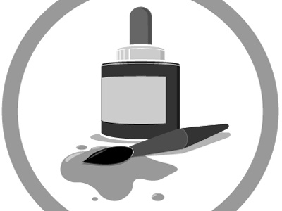 Ink Badge brush illustration ink bottle vector