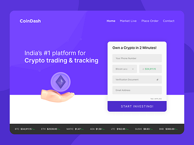 CoinDash - Landing Page crypto design graphic design landing page ui visual design