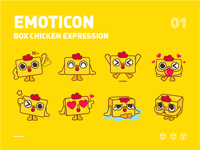 Box chicken box chicken emoji expression illustration mascot