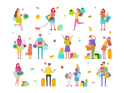 Shopping people art design illustration illustrator minimal ui ux vector web website